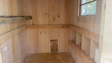 Inside of 6 foot by 4 foot walk in chicken coop with four (4) nesting boxes. 6ft x 4ft. 6x4 Preassembled, Pre-assembled