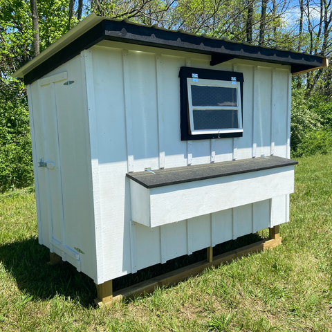 Painted Black and White 8 foot by 4 foot walk in chicken coop. 8ft x 4ft. 8x4 Preassembled, Pre-assembled